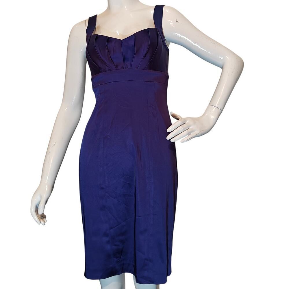 Calvin Klein Purple Sheath Dress Pleated Bodice Size 2
